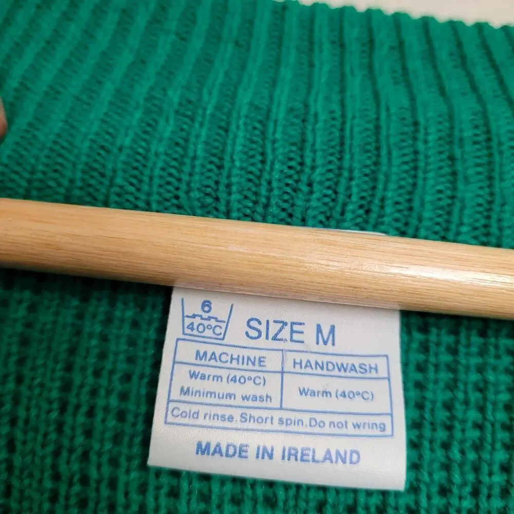 Vintage Quills Woollen Market Sweater M Kelly Green Knit Academia Ireland Irish